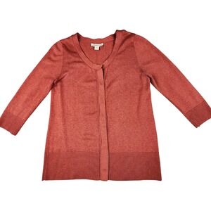 Coldwater Creek Cardigan Sweater Womens Small Orange Button Up Silk Cotton Blend